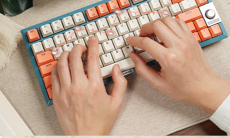 CHERRY KW300MX TKL Mechanical Keyboard, 81 Keys, New Vintage Wireless Hot-Swappable, Compatible with MACMINI, for Gaming And Office Use at Home, Pink/blue, Red Switches 10