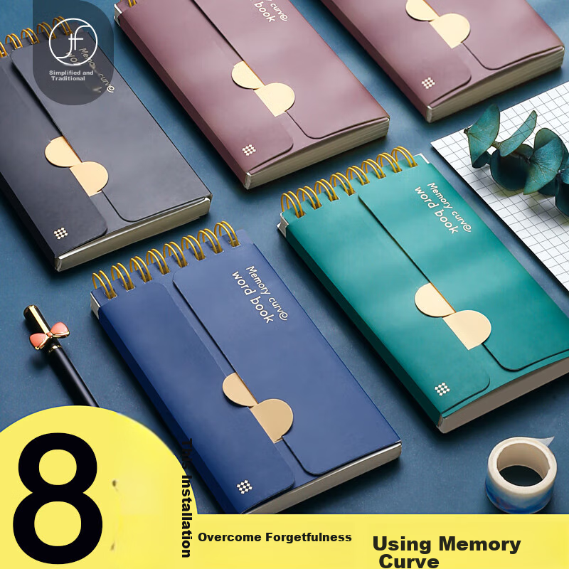 Jianfan 8 English Vocabulary Notebooks, Mini Portable Pocket Notebook, Ebbinghaus Word Memorization Curve, Vocabulary Memory Aid, School Supplies Essential