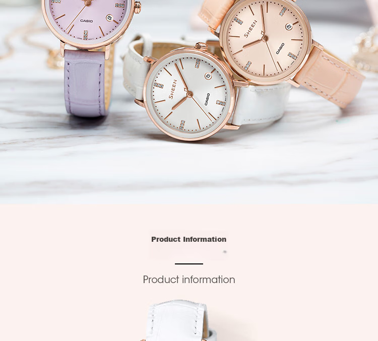 Casio Women's Watch, SHEEN Business Leather Strap Quartz Exam Japanese/Korean Style, Gift for Girlfriend, SHE-4048PGL 3