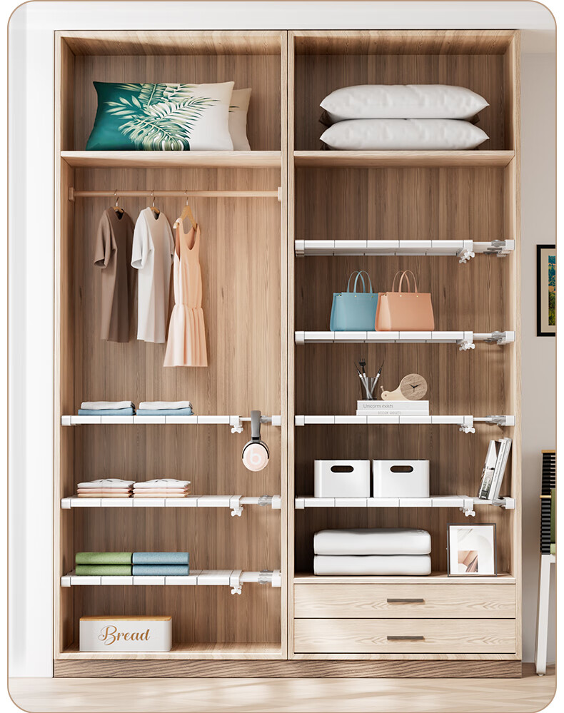 Jiabangshou Wardrobe Divider Shelf, Closet Storage Organizer without Drilling, Dormitory Closet Organizer Rack, 24cm Wide * 38-60cm Long 1