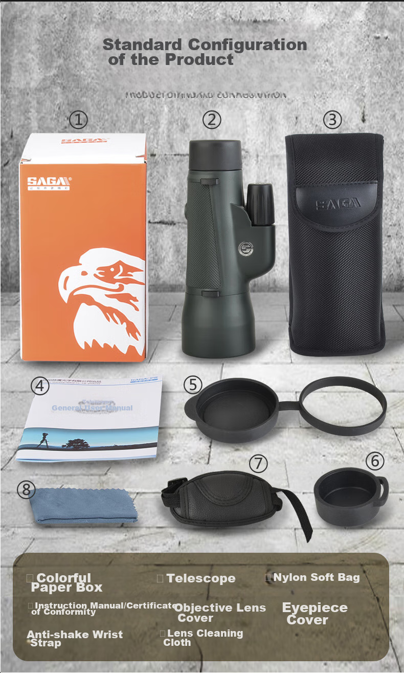 SAGA Sniper Monocular Telescope, High-Definition High-Magnification Military Binoculars with Night Vision, 100km Professional Birdwatching And Moon-Gazing Scope for Scenery Viewing 27