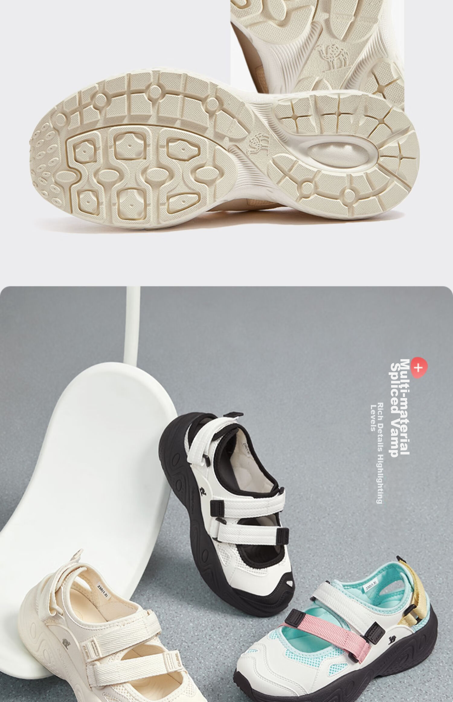 CAMEL Mary Sports Casual Shoes, Outdoor Beach Thick-Soled Heightening Women's Shoes, X24B09L7007, Beige, Size 40 8