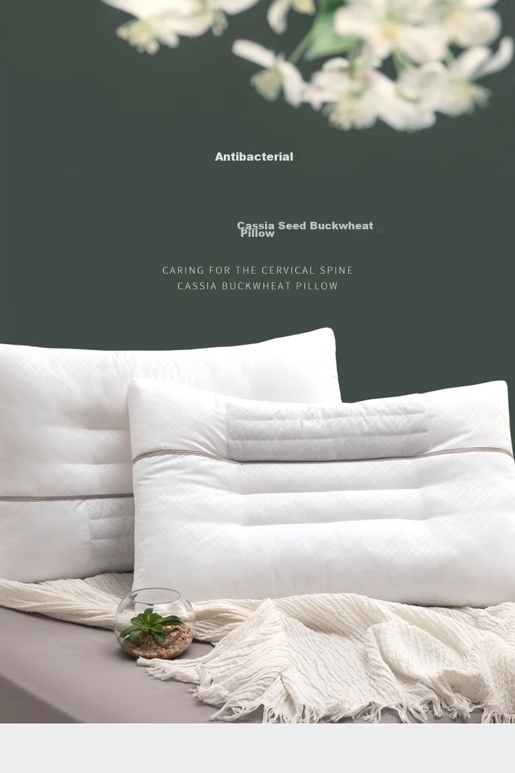 Dohia Home Textile Pillow, Cassia Seed Buckwheat Pillow Core Herbal Flower Pillow for Students And Adults, Cervical Spine Pillow, Single Piece 70*45cm 1