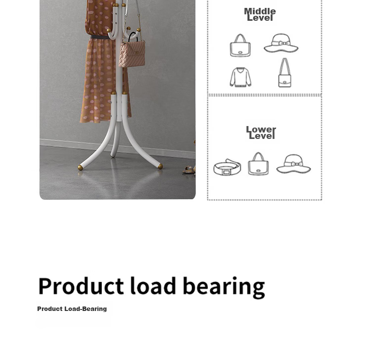 Anerya Iron Coat Rack, Floor-Standing Bedroom Clothes Hanger, Simple Indoor Multi-Hook Garment Stand, Luxury White Versio 7