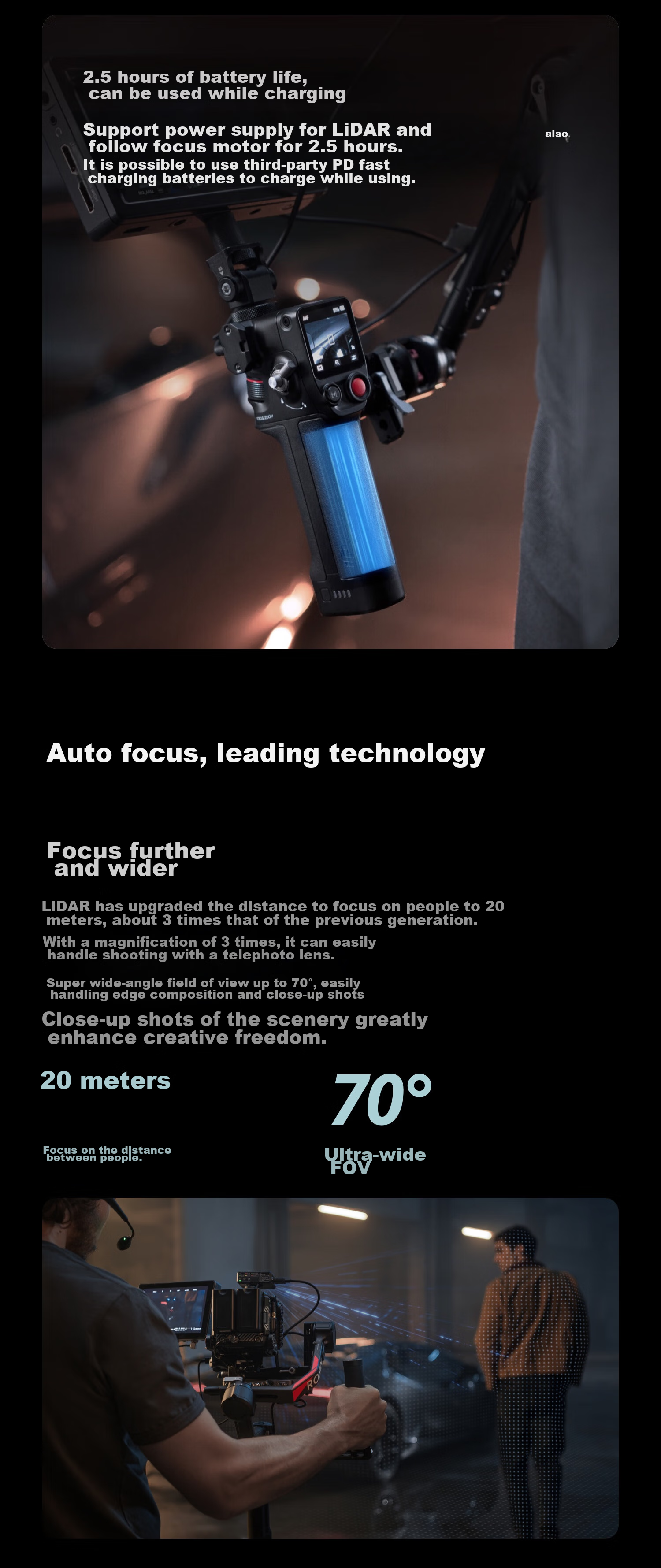 DJI Focus Pro Creative Edition, Handheld Integrated Lens Control System with AI Automatic Focus Tracking, 20-Meter Wireless Follow-Focus, LiDAR Oscilloscope 5