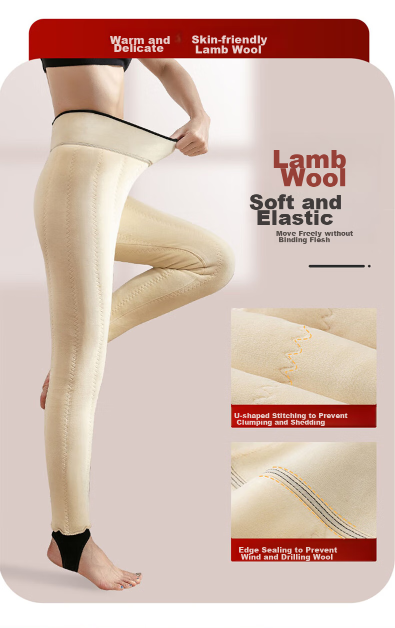 LangSha Women's Leggings, Winter Fleece-Lined Thick Wool-Blend Thermal Pants, High-Waisted Slim-Fit Plus Size Cotton Pants for Outdoor Wear 7