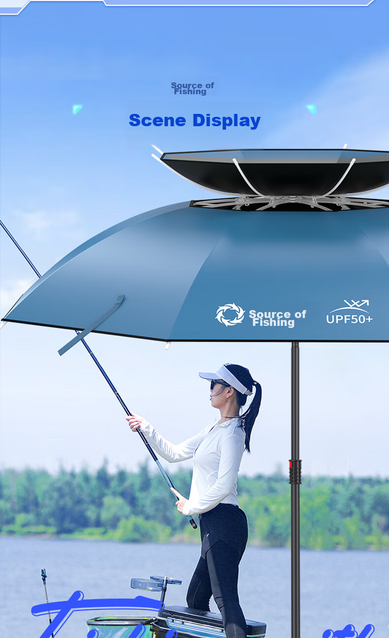 Yuzhiyuan Fishing Umbrella, Sun Protection, Outdoor Rain-Proof, UV-Resistant, Windproof, Black Rubber, Thickened, Norwegian Blue, 2.0 Meters 13