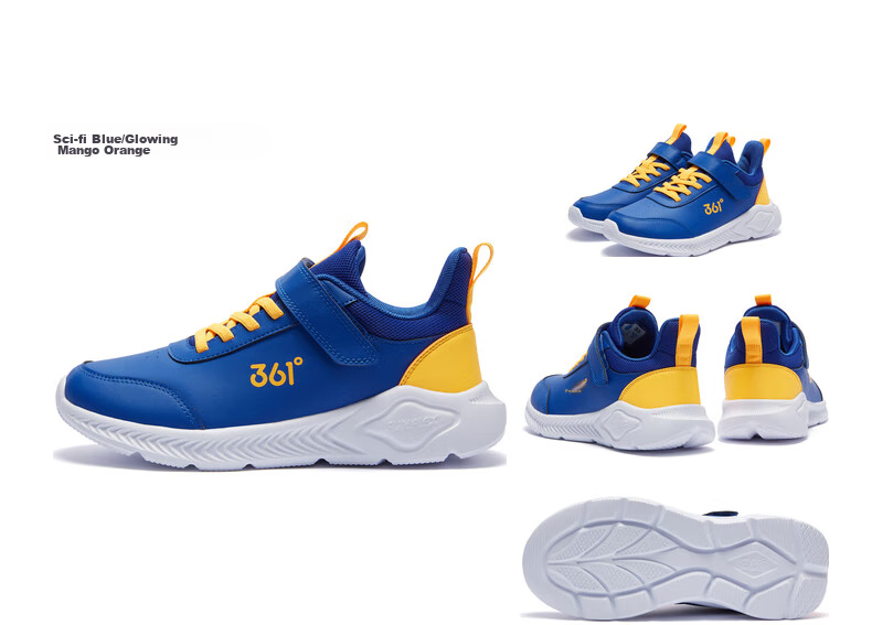 361° Children's Shoes, Kids' Sports Shoes, Winter 2025, for Boys And Girls Aged 3-14, Leather School Running Shoes, Yellow, Size 39 33