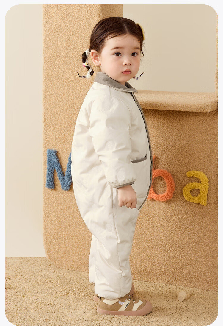 Minibala Mini Egg Puff Bala Down Jumpsuit Unisex Toddler Baby Cute Lapel Winter Lightweight Jacket 2