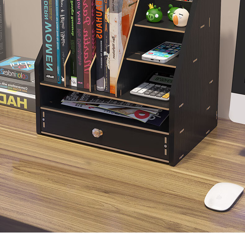 Shuranjia Drawer-Style Multi-Layer Office Desk Organizer with Lock, Cherry Wood Color 07-2 13
