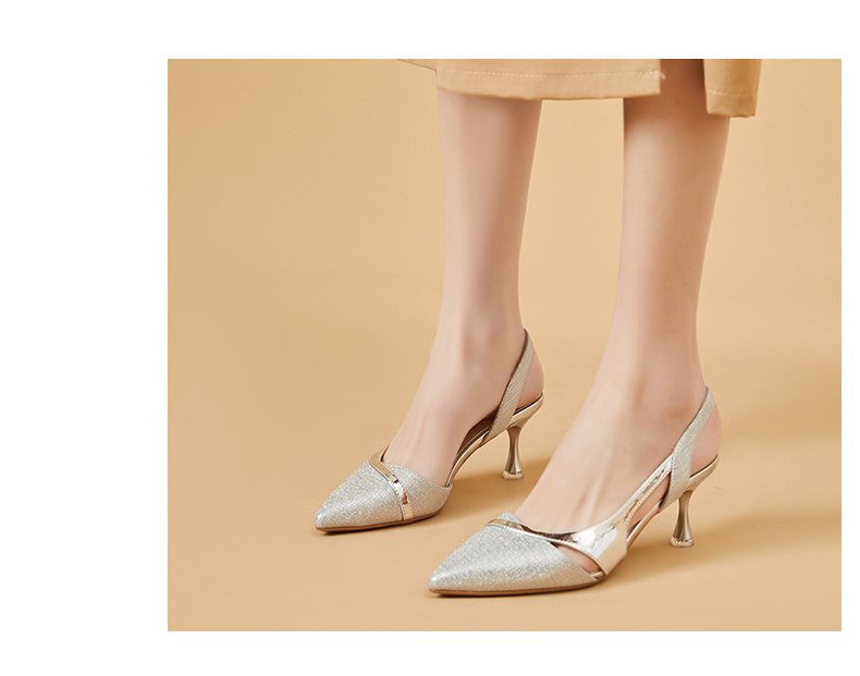 DAPHNE Women's Sandals, Fashionable And Elegant Thin Heel High Heels, Sexy Princess Style, Backless Versatile Women's Shoes, Single Shoes for Women 4622303011, Champagne Color, Size 36 15