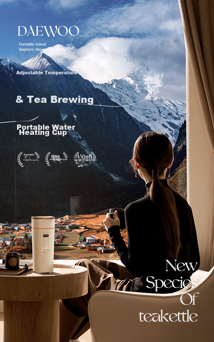 DAEWOO [National Day Outing] Portable Electric Kettle Travel Thermos Insulated Constant Temperature Baby Tea Electric Stew Cup 450ml D9PRO 1