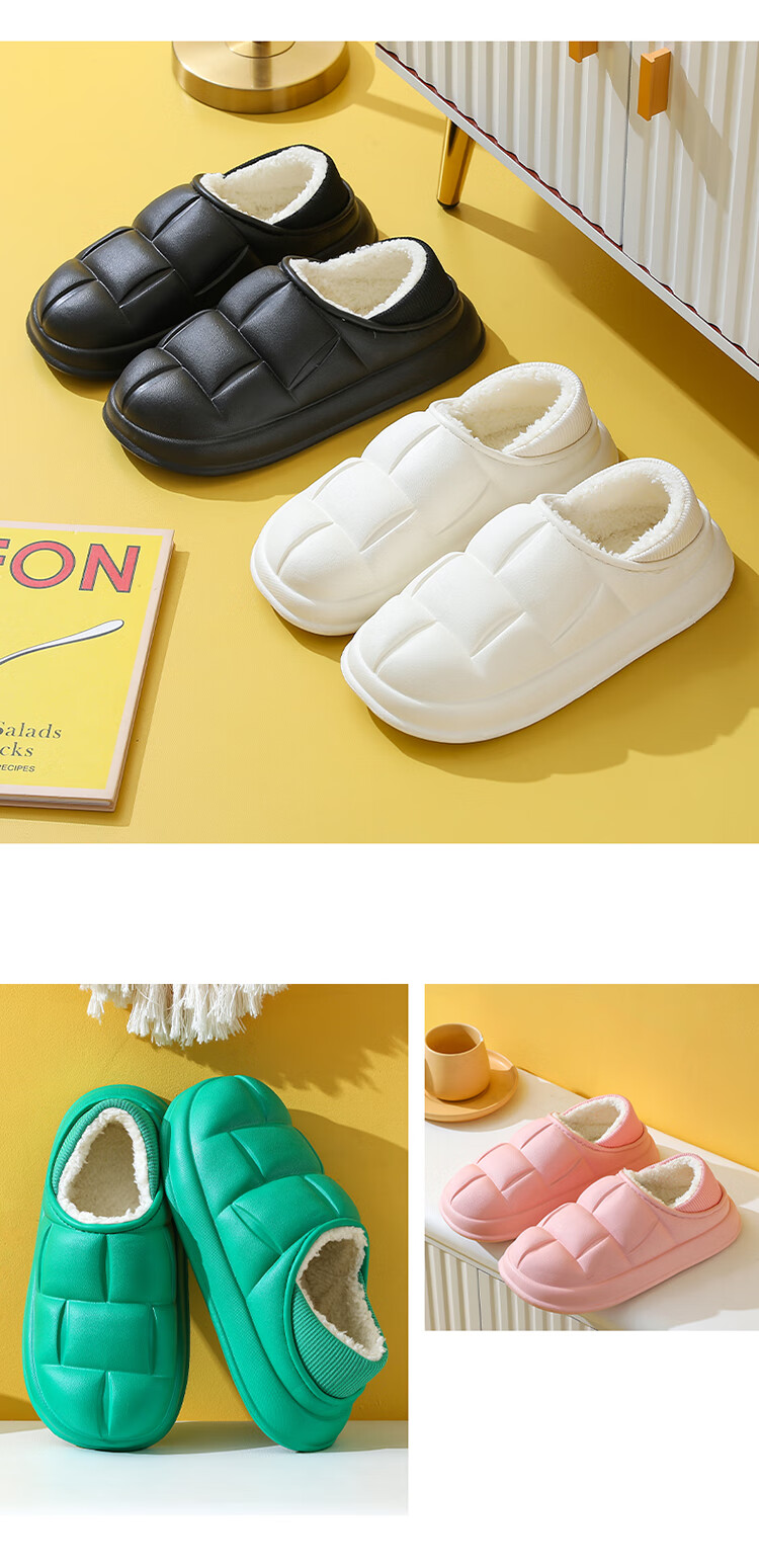 CARTELO Cotton Slippers for Men And Women, Autumn And Winter Home Indoor Outdoor Wear, Warm Water-Resistant Soft Sole EVA Couple Shoes 13