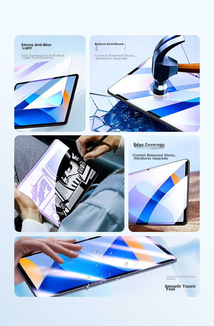 BIAZE Tempered Glass Screen Protector for Huawei MatePad 11 2023 Model Tablet, 11-Inch Blue Light Film, Wear-Resistant, Scratch-Resistant, Full Screen Coverage, Protective Film PM161-Blue Light 2
