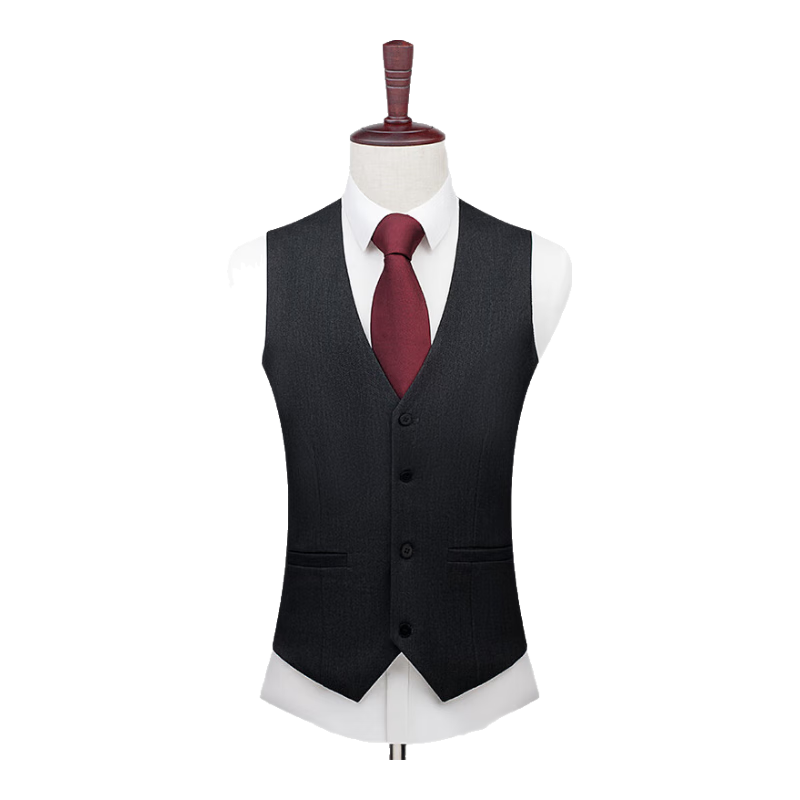 ROMON Wool Blend Men's Business Formal Suit Vest Black 6XL
