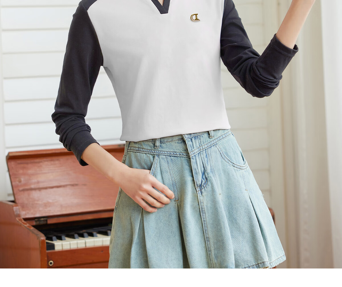 Halo Queen Long-Sleeve T-Shirt for Women, Wilderness Maillard Style Spring And Autumn Raglan Sleeve Rabbit Base Shirt Casual New Product H143T2017 57