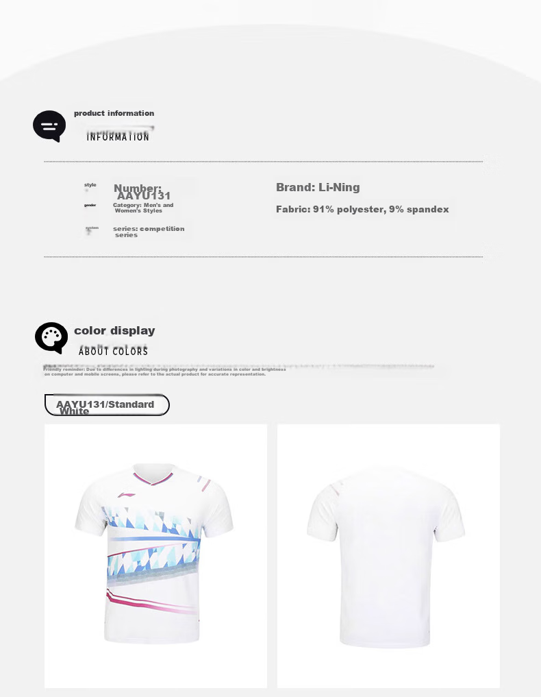 Li-Ning Badminton Jersey International Star Series, Unisex Competition Top, Standard White, M 12