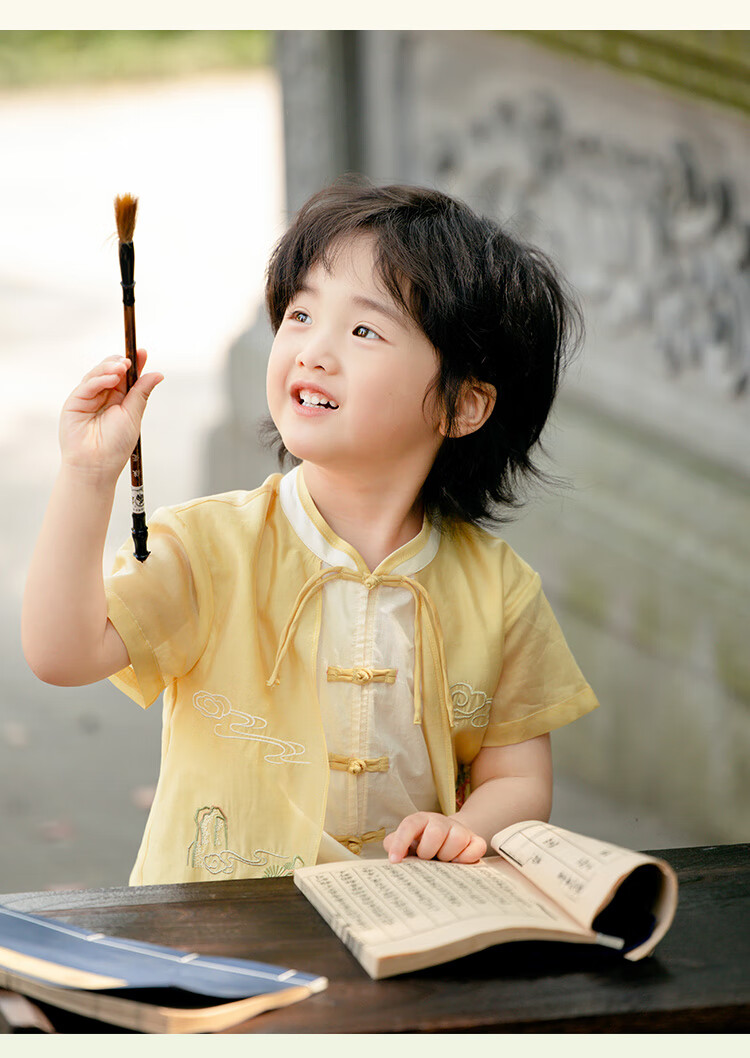 Menghu Xishan Hanfu Boys' 2026 New Tang Suit, Chinese Style New Children's Outfit, Green Top, Size 90 5