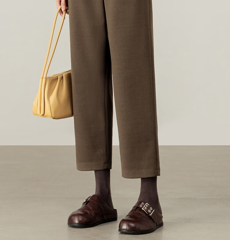 Sentubila Autumn Thick Woolen Warm Women's Casual High-Waist Tailored Tapered Slim Fit Slightly Stretchy Commuter Cropped Pants 14