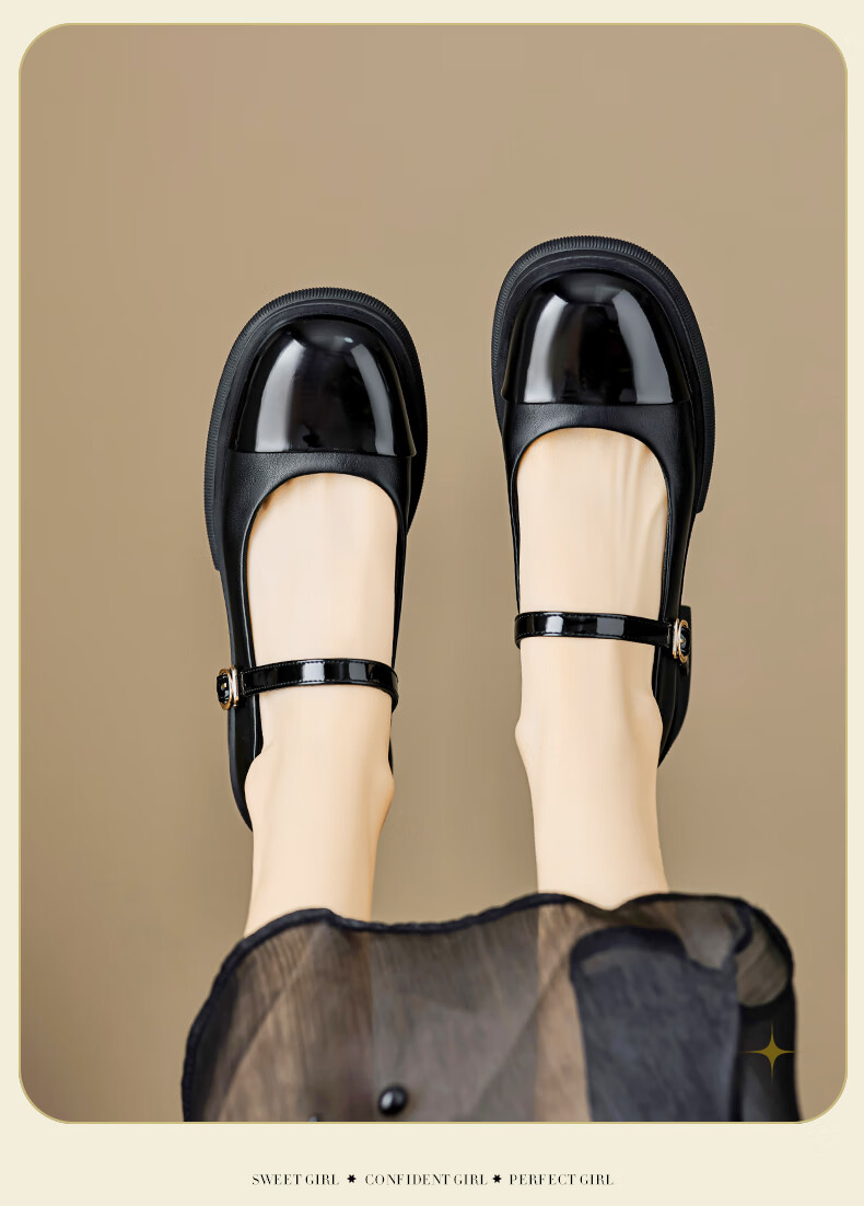 DAPHNE Black And White Mary Jane Shoes for Women, 2026 New Summer Style, Thick-Soled Versatile Shallow-Mouth Flat French Leather Shoes to Match Dresses 8
