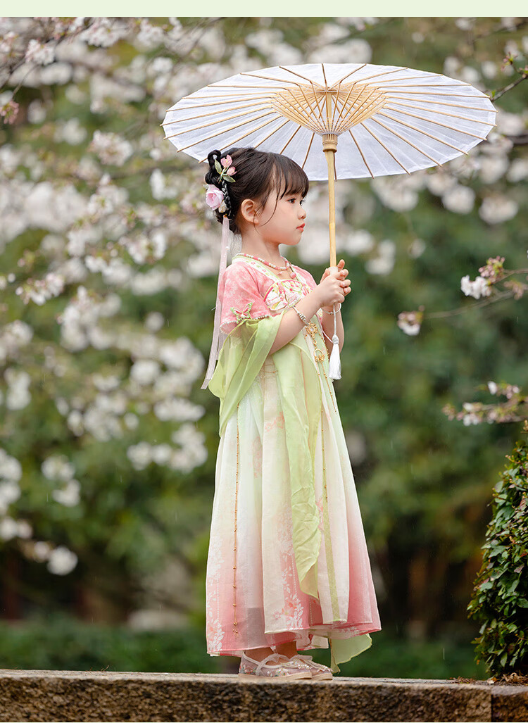 Menghu Huaiweiyang Hanfu Girls' Dress New Style Chinese-Style Children's Ancient Costume Princess Dress Fairy-Like One-Piece Dress Pink 110 18