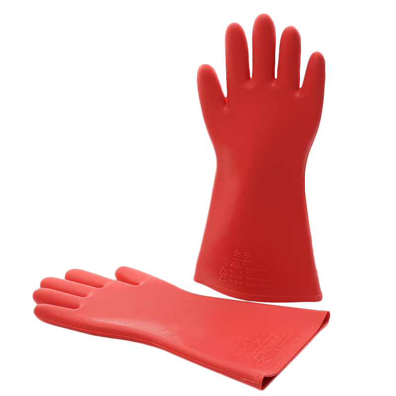 Jinbuan Power Distribution Room Live-Operated Rubber Insulated Gloves, High-Voltage Resistant And Electric Shock-Proof Gloves, 12KV [Hand-Shaped Style]
