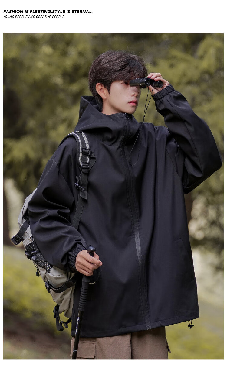 MMOPTOP Black Knight Outdoor Sports Jacket for Men And Women, Spring And Autumn Functional Workwear Hiking Coat, Black, Size M 7