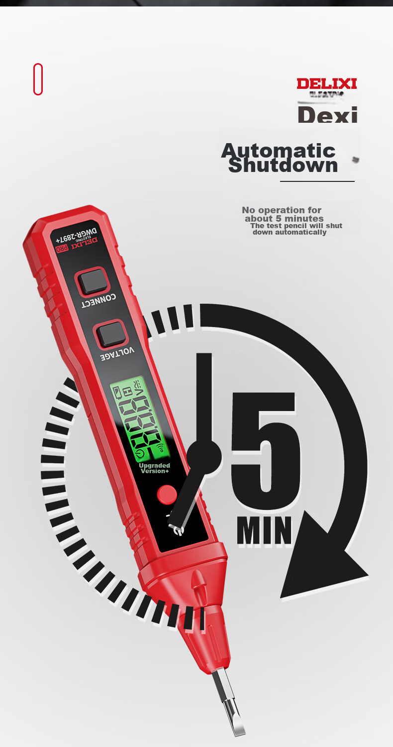 DELIXI Smart Voltage Tester, Multi-Functional Wire Detector with Digital Display, Professional Electrician's Induction Voltage Pe 13