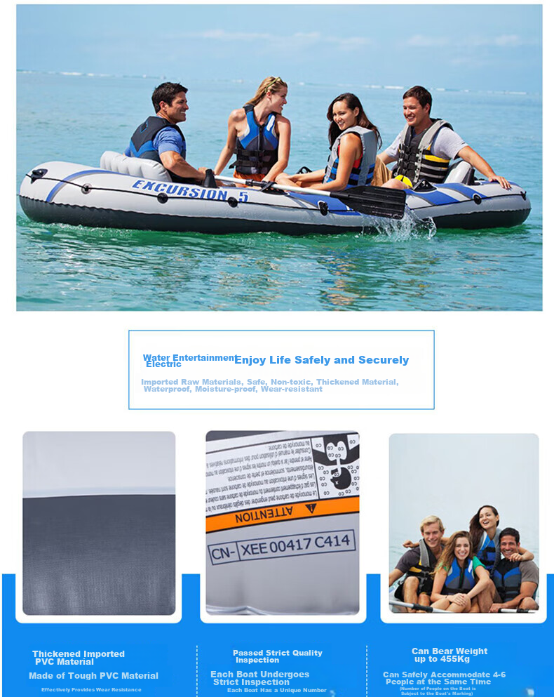 INTEX Challenger Two-Person Inflatable Boat, Thickened Rafting Kayak, Single Or Double Fishing Boat, Wear-Resistant Assault Boat 68306 29