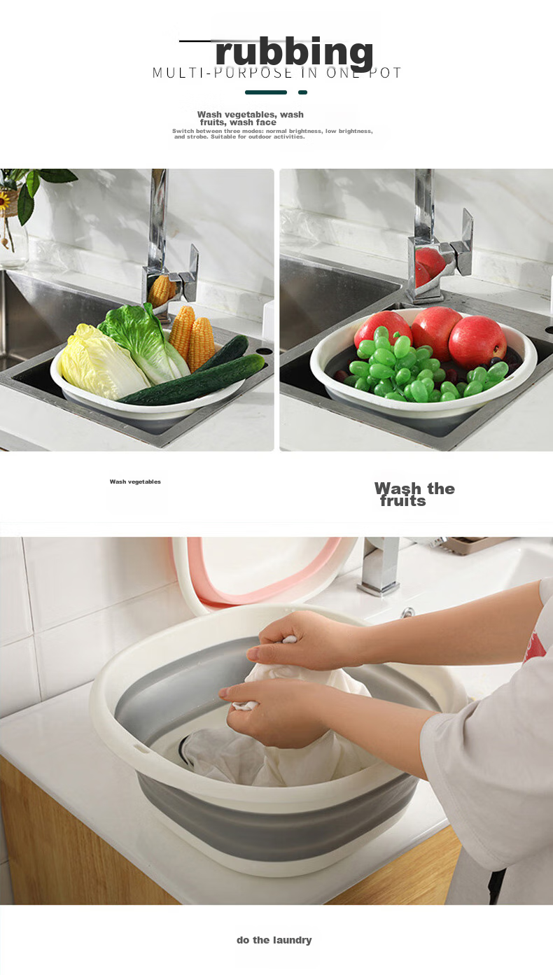 NOLANSEND Travel Folding Basin, Washbasin for Home And Dormitory Use, Portable Military Training Essential, Water Basin in Gray And White - Medium Size 6