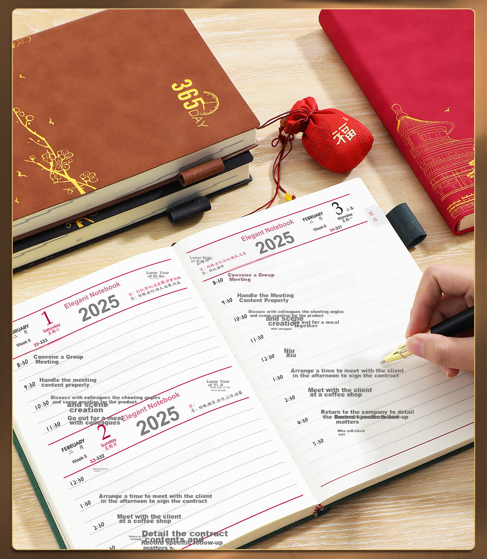 Longe 2027 Daily Planner, A5 Efficiency Handbook, Calendar Notebook, Diary, To-Do List Notebook, Stationery, Yearbook, Customizable 8