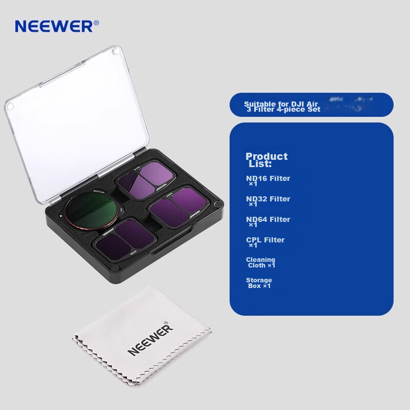 NEEWER Filter Kit for DJI Air 3 Drone, Including ND16/ND32/ND64/CPL Polarizing Filters And Neutral Density Filters, ND Filters for Landscape Photography
