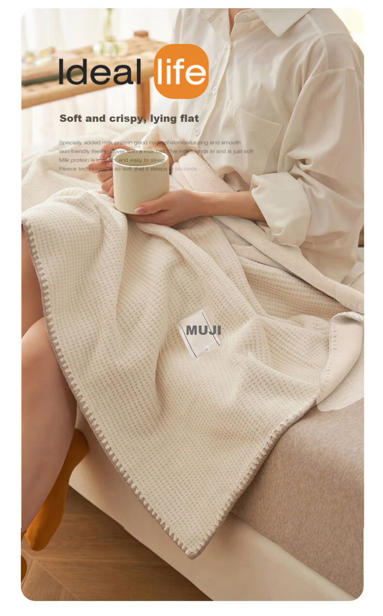 Wuyinliangpin Thickened Waffle Pattern Blanket Nap Throw Quilt Air Conditioning Cover 150*200cm Space Gray 1