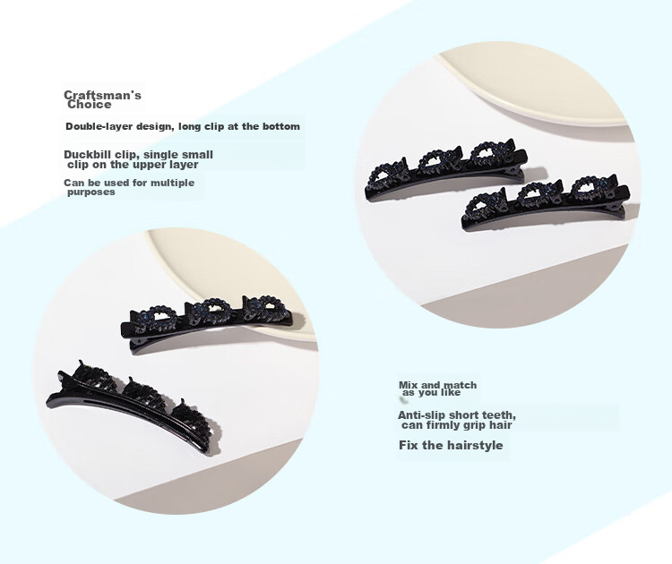 CHIMERA 2 Pieces Bangs Side Clips, Korean Internet Celebrity Barrettes, Duck Bill Clips for Women, Hairpins, Mid-Autumn Festival Gift 3