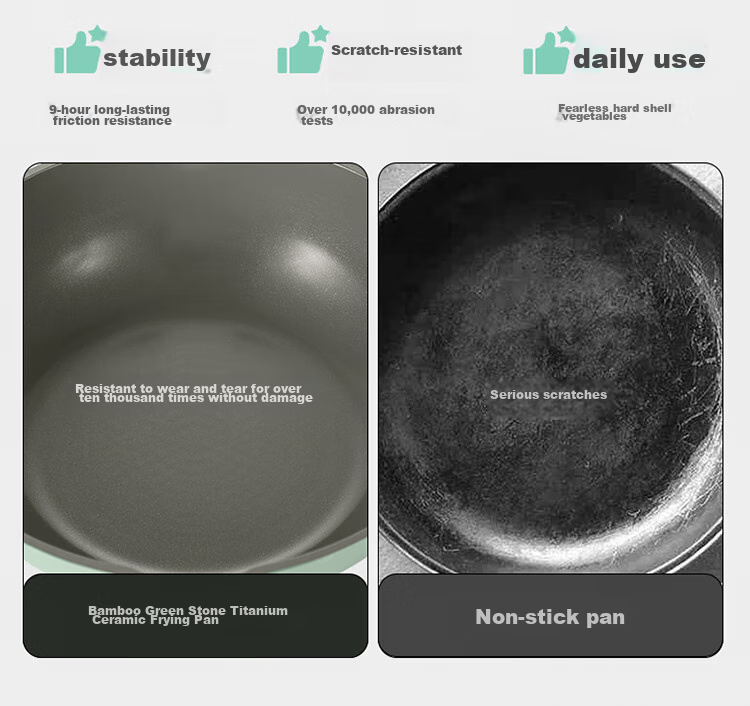 COOKER KING Ceramic Wok with Titanium Coating, Zero Fluorine Non-Stick Pan, Micro-Pressure Non-Stick Flat Bottom Wok, 32cm 8