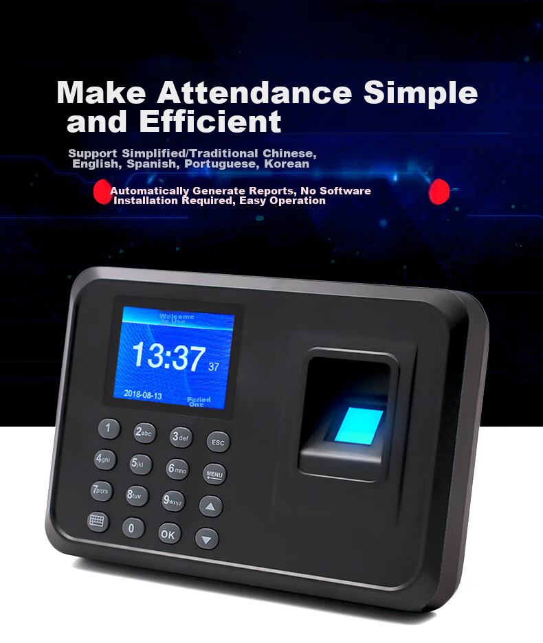 Youku Attendance Machine, Facial Recognition And Fingerprint Check-In Device, Large Capacity Face Recognition Sign-In Machine, No Software Installation Required, Automatic Report Generation, FA01 2