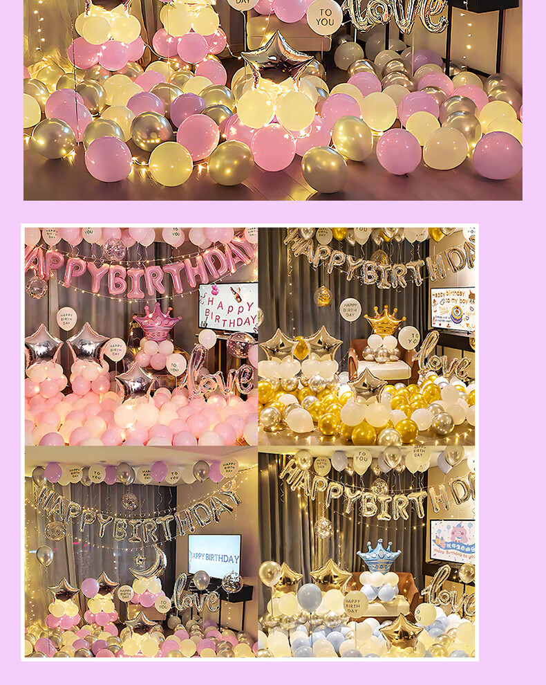 Duomeiyi Birthday Scene Decoration, Birthday Decorations for Boys And Girls, Happy Birthday Aluminum Foil Balloons, Purple Set 7