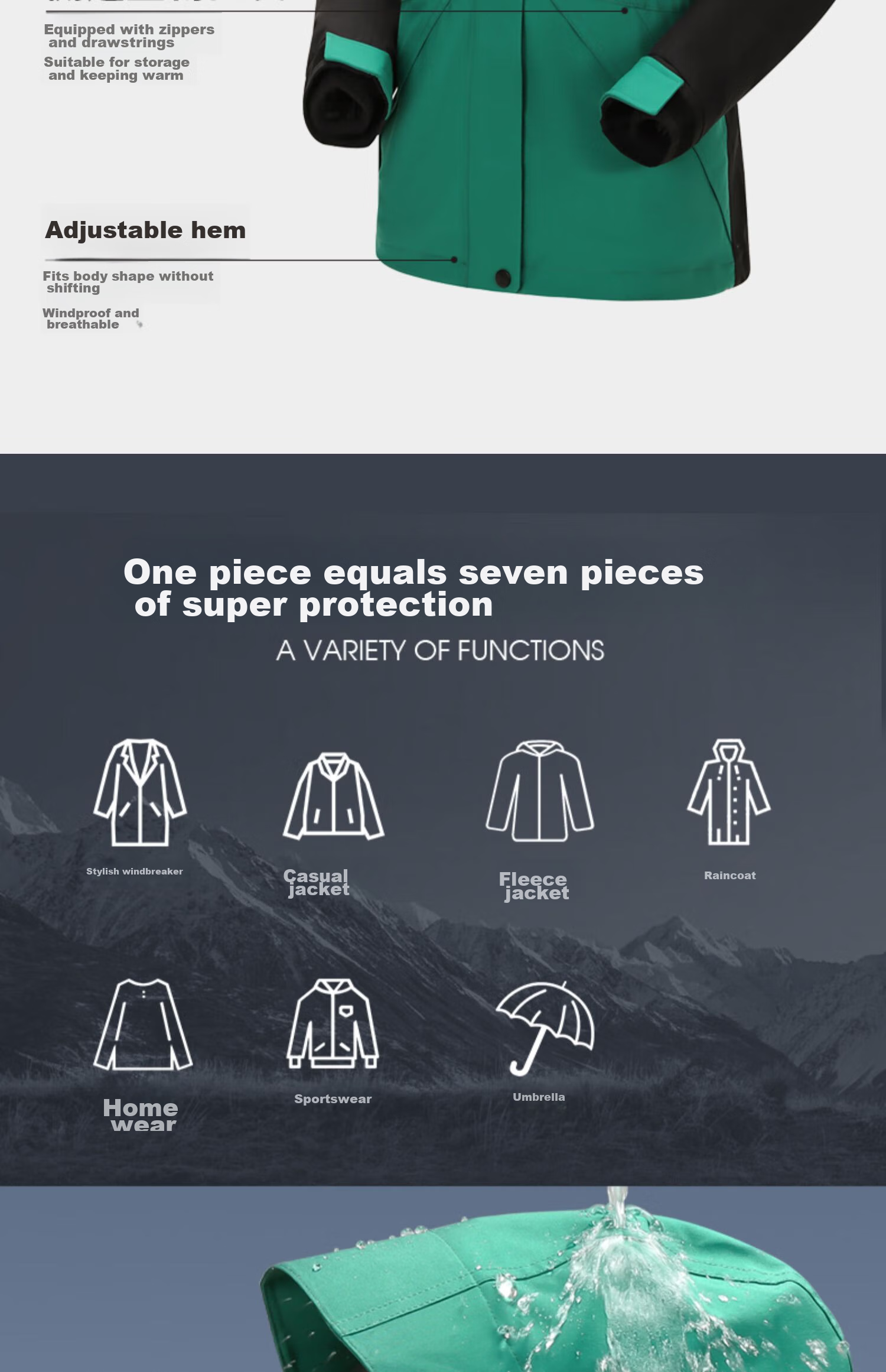 CAMEL 3-In Fleece Inner Liner Waterproof Detachable Mountaineering Jacket 60001 Oatmeal Gray/phantom Black, Men's S 4