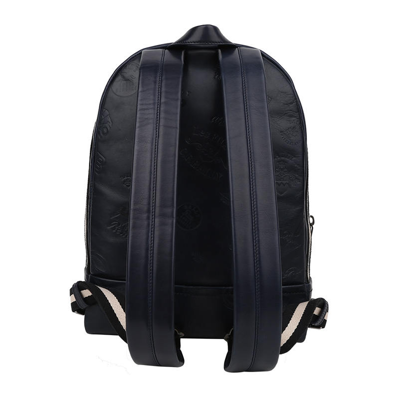 bally 巴利 男士皮质蓝色印花 双肩背包 tiga t 137
