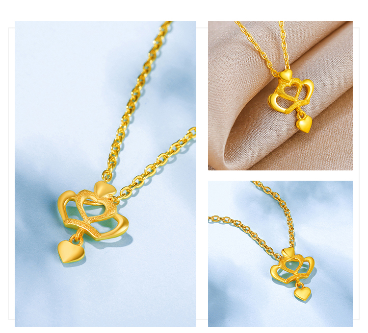 鑫万福黄金吊坠足金皇冠心形设计女款约09092g