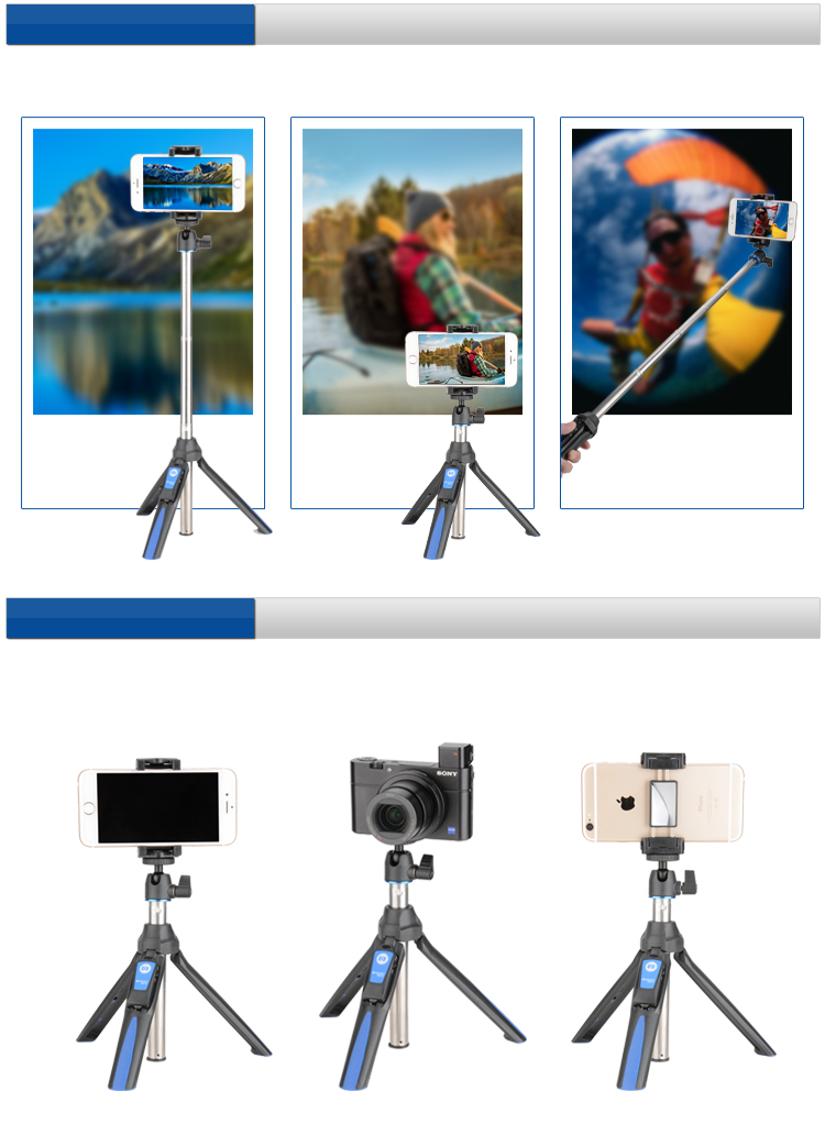 Benro MK10 Smartphone Selfie Stick, Bluetooth Wireless Remote Control, Desktop Mini Portable Camera Tripod for VLOG, GOPRO Multifunctional 5