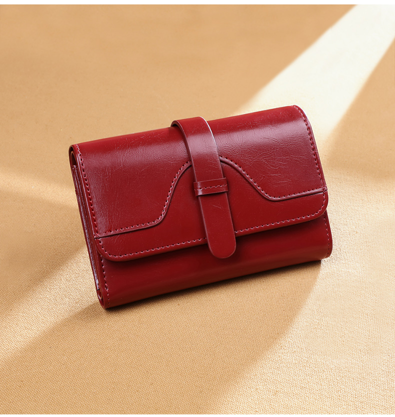 Viney Leather Women's Wallet, Foldable Short Coin Purse, High-End ID Card Holder, Integrated Brand Large Capacity Wallet, Leather Clutch 17