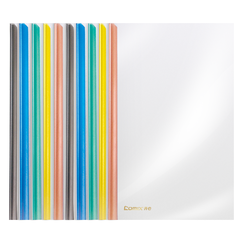 COMIX Colorful Water Drop Pull Rod Clips, 10-Pack, A4/7mm/Pull Rod File Folder, Transparent Pull Rod File Folder, Office Stationery EA85