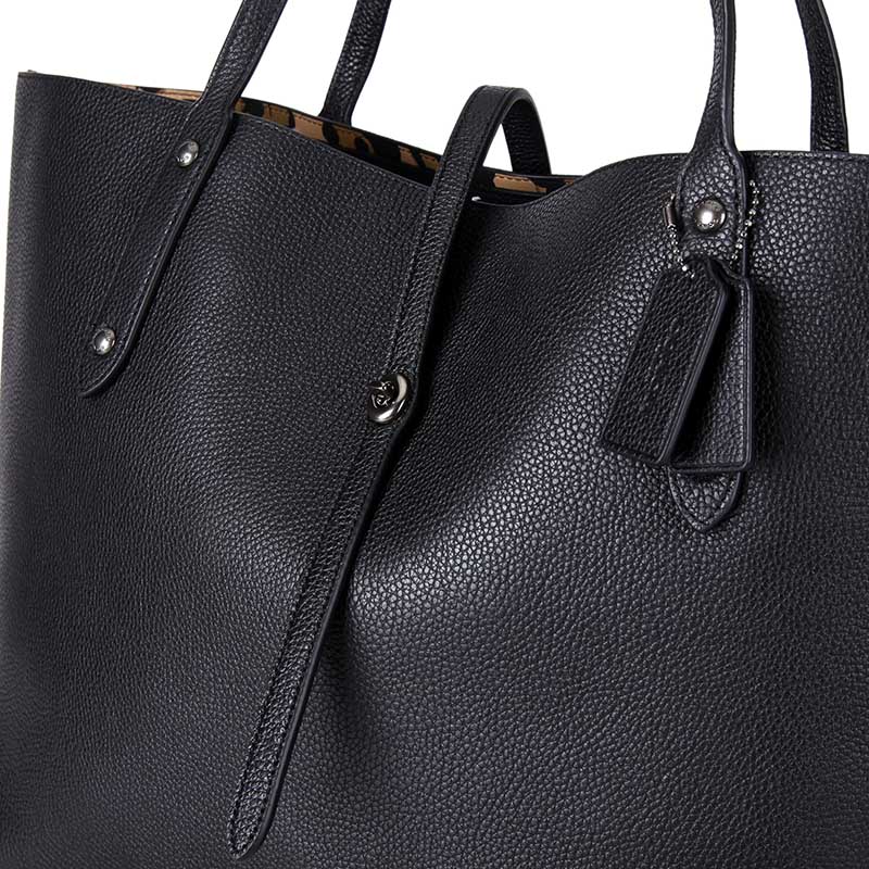 coach 蔻驰 奢侈品 女士黑色皮质手提单肩托特包 f36315 qbegy