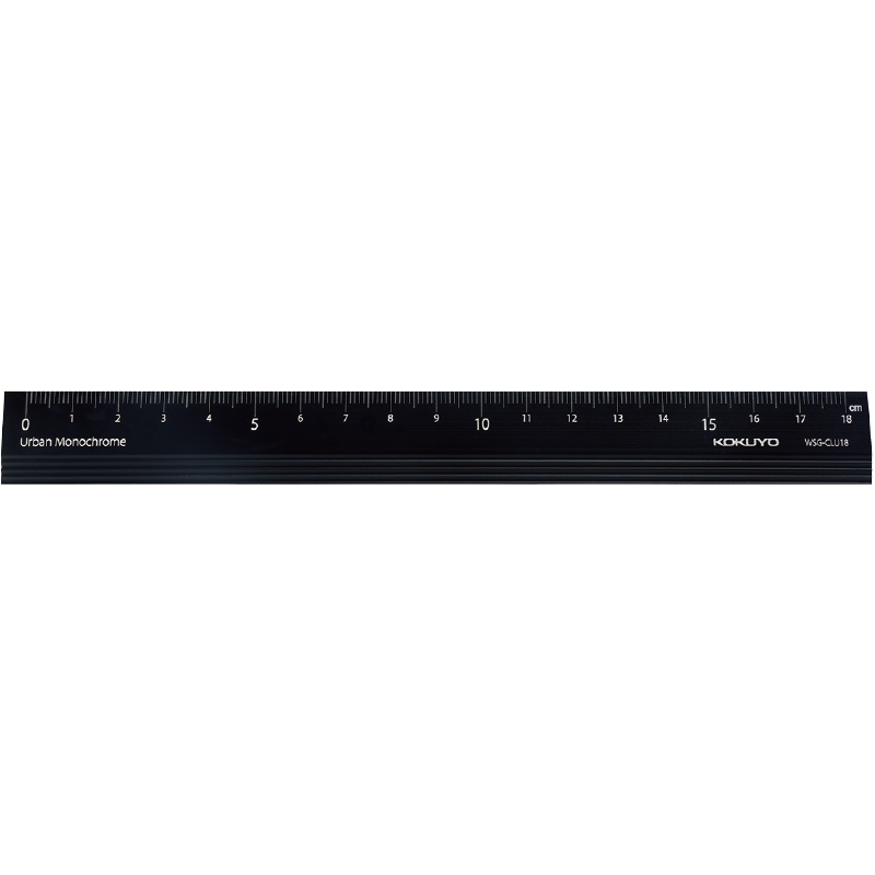 KOKUYO Urban Impression Student Exam Aluminum Straight Ruler (18cm) 190×20.6×5mm Black 1 Piece WSG-CLU18D