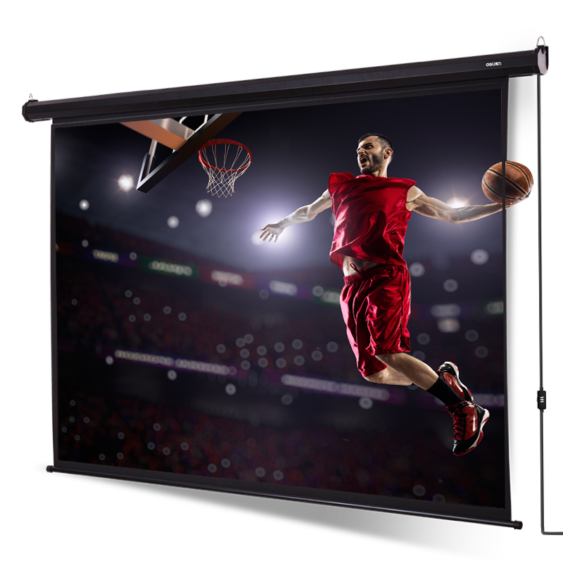 Deli 120-Inch 16:10 (Compatible with 16:9) Motorized Electric Projector Screen with Remote Control, Compatible with Jmgo, Xgimi, Dangbei, Xiaomi Projectors, Projector Screen 50498