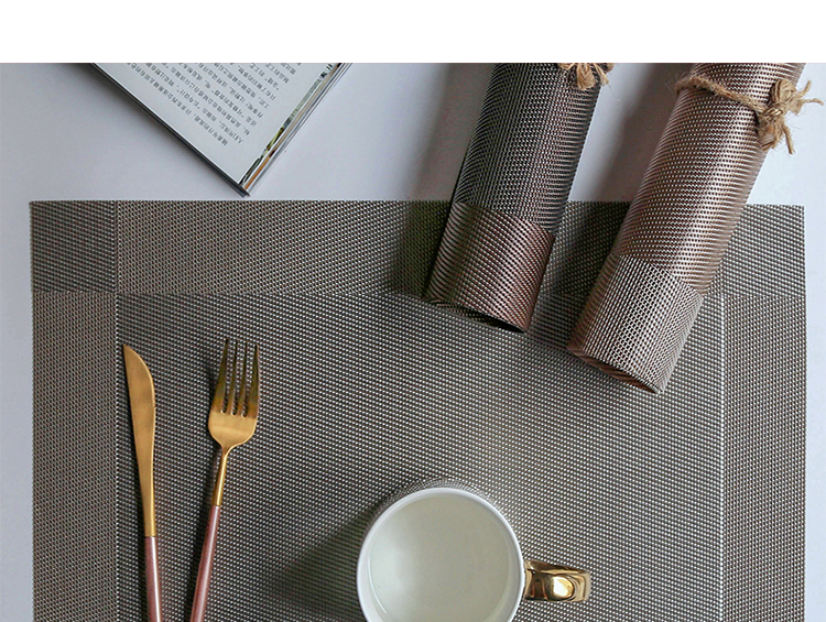 FOOJO Placemats, Wooden Dining Table Mats for Western Cuisine, Home Use Heat-Resistant Waterproof Oil-Proof Scald-Proof Table Mats, Simple Striped Design, 2 Pieces 3