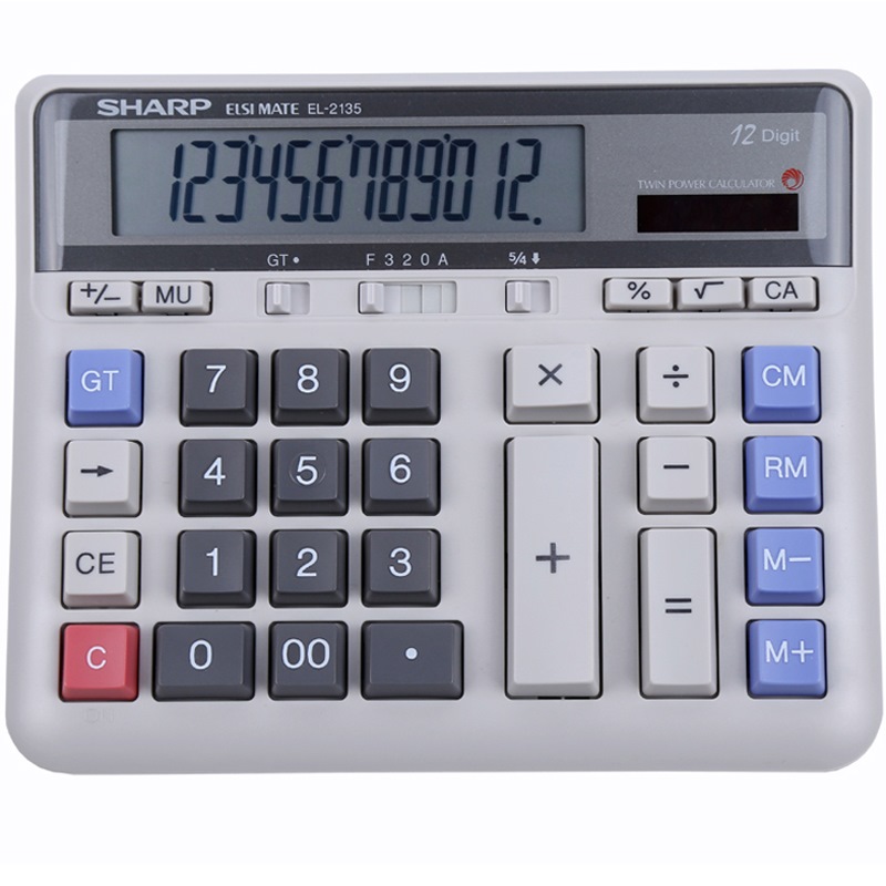Калькулятор SHARP EL-2135, электронный, серый