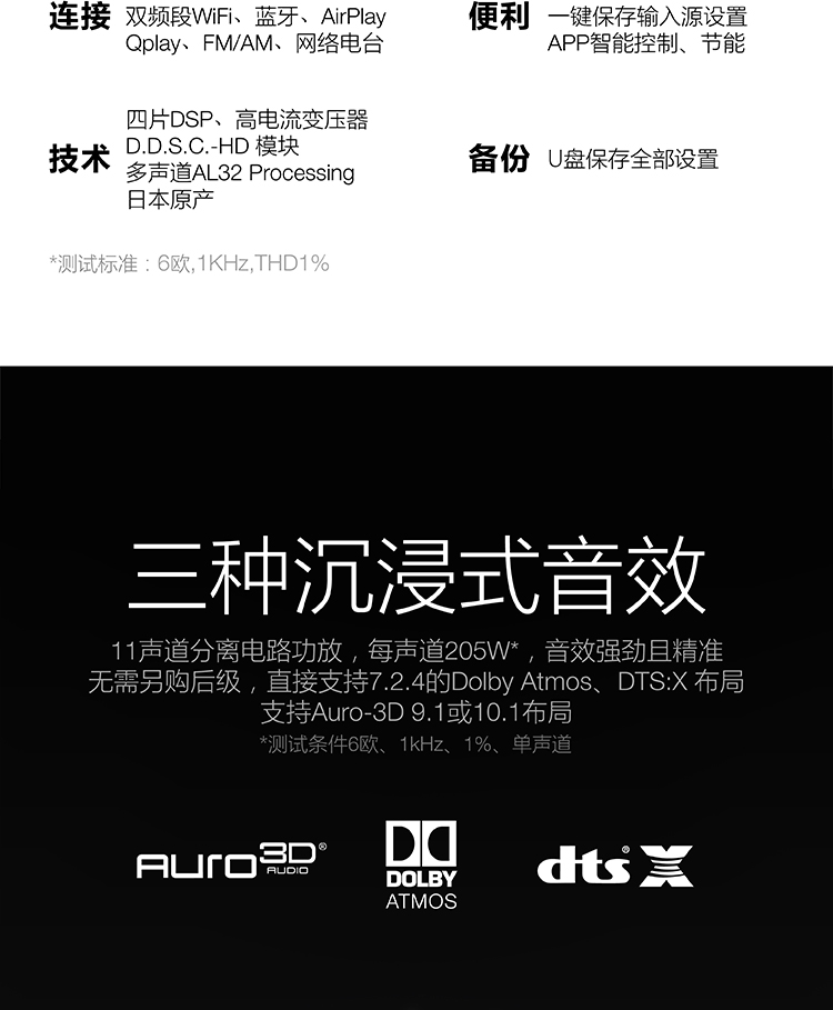 天龙（DENON）AVR-X6400H 音响 音箱 家庭影院 11.2声道AV功放机 4K杜比全景声DTS:X蓝牙WIFI 黑色-京东