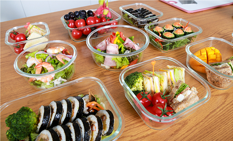 LOCK&LOCK Heat-Resistant Glass Food Storage Containers, Microwave-Safe Lunch Boxes for Office Workers And Students, Bento Boxes, Fruit And Meal Preservation Bowls, Three-Piece Set 4